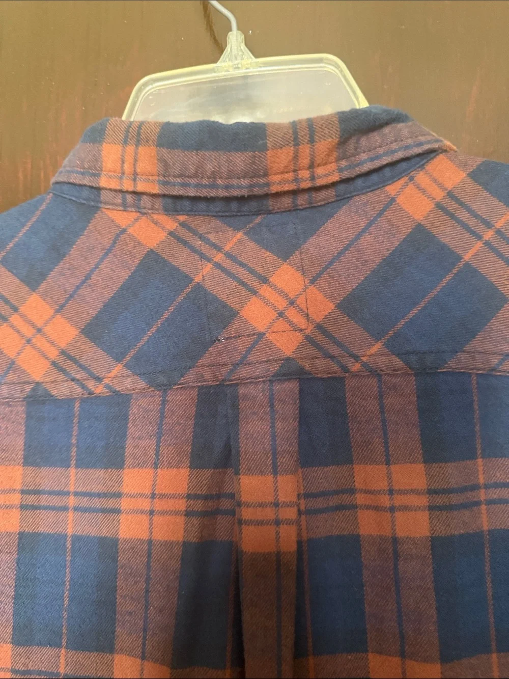 Levi's Men's Navy and Brown Plaid Button-Down Shirt with Chest Pocket